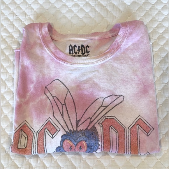 AC/DC Tie Dye Cropped Graphic Tee L - Picture 6 of 10